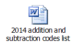 2014 Codes for Other Additionals and Other Subtractions