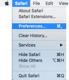 location of preferences menu